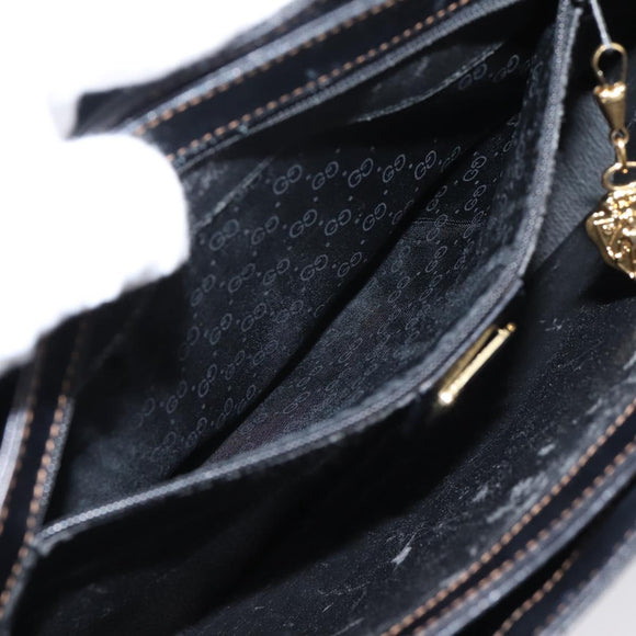 GUCCI Micro GG Hand Bag PVC Black Gold Tone 000 46 4857 Auth mr3118