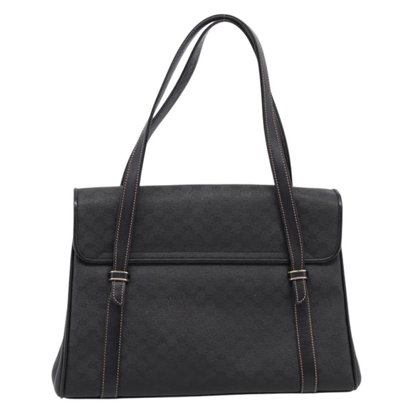 GUCCI Micro GG Hand Bag PVC Black Gold Tone 000 46 4857 Auth mr3118