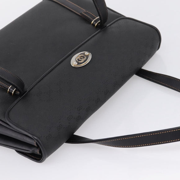 GUCCI Micro GG Hand Bag PVC Black Gold Tone 000 46 4857 Auth mr3118