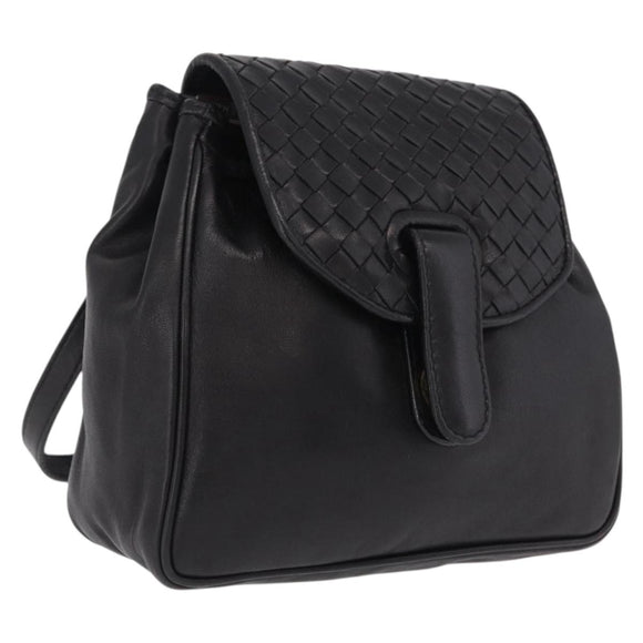 Bottega Veneta INTRECCIATO Sac Backpack Leather Black Auth mr3119A