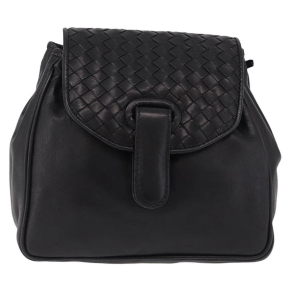 Bottega Veneta INTRECCIATO Sac Backpack Leather Black Auth mr3119A