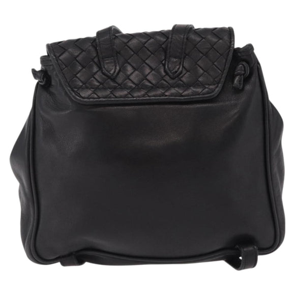 Bottega Veneta INTRECCIATO Sac Backpack Leather Black Auth mr3119A