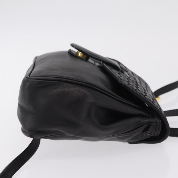 Bottega Veneta INTRECCIATO Sac Backpack Leather Black Auth mr3119A