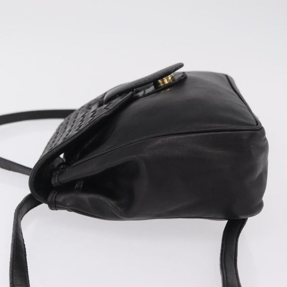 Bottega Veneta INTRECCIATO Sac Backpack Leather Black Auth mr3119A