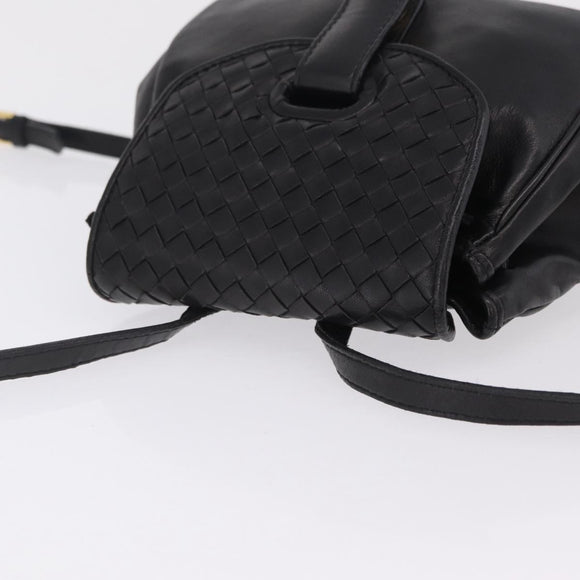 Bottega Veneta INTRECCIATO Sac Backpack Leather Black Auth mr3119A