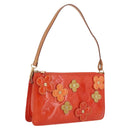 LOUIS VUITTON Monogram Vernis Flower Lexington Pouch Orange M92247 Auth mr3120A-1