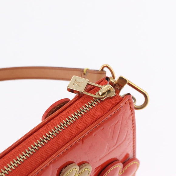 LOUIS VUITTON Monogram Vernis Flower Lexington Pouch Orange M92247 Auth mr3120A
