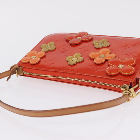 LOUIS VUITTON Monogram Vernis Flower Lexington Pouch Orange M92247 Auth mr3120A
