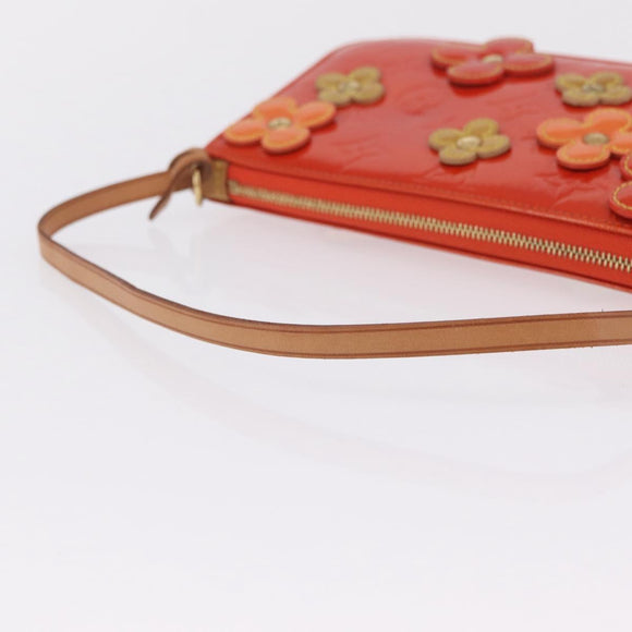 LOUIS VUITTON Monogram Vernis Flower Lexington Pouch Orange M92247 Auth mr3120A