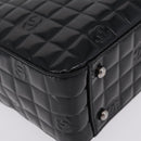 CHANEL Patent leather Hand Bag Leather Black Silver CC Auth mr3124-11