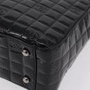 CHANEL Patent leather Hand Bag Leather Black Silver CC Auth mr3124-12