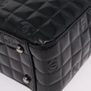 CHANEL Patent leather Hand Bag Leather Black Silver CC Auth mr3124-15