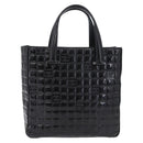 CHANEL Patent leather Hand Bag Leather Black Silver CC Auth mr3124-2