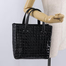CHANEL Patent leather Hand Bag Leather Black Silver CC Auth mr3124-26
