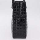CHANEL Patent leather Hand Bag Leather Black Silver CC Auth mr3124-5