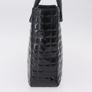 CHANEL Patent leather Hand Bag Leather Black Silver CC Auth mr3124-6