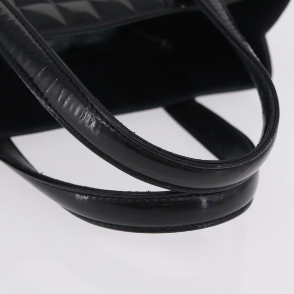 CHANEL Patent leather Hand Bag Leather Black Silver CC Auth mr3124