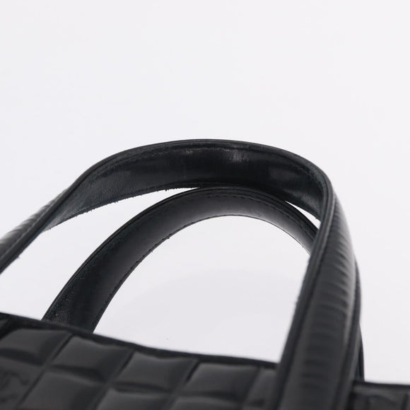CHANEL Patent leather Hand Bag Leather Black Silver CC Auth mr3124