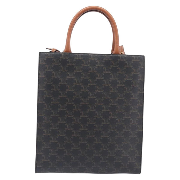 CELINE Triomphe Tote Bag PVC Leather 2way Black Gold Auth mr3126V