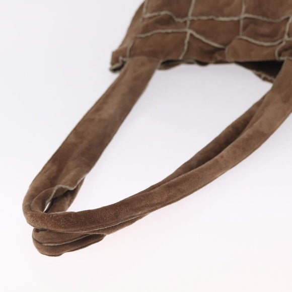 CHANEL Tote Bag Suede Brown CC Auth mr3127A