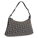 Christian Dior Trotter Canvas Accessory Pouch Navy Silver Auth mr3128A-1
