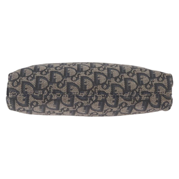 Christian Dior Trotter Canvas Accessory Pouch Navy Silver Auth mr3128A