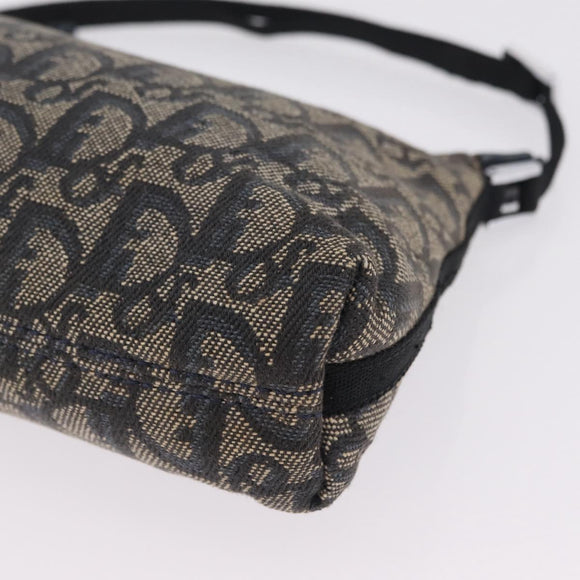 Christian Dior Trotter Canvas Accessory Pouch Navy Silver Auth mr3128A
