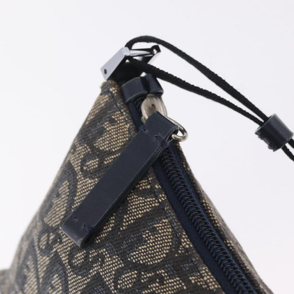 Christian Dior Trotter Canvas Accessory Pouch Navy Silver Auth mr3128A