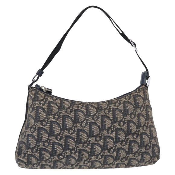 Christian Dior Trotter Canvas Accessory Pouch Navy Silver Auth mr3128A