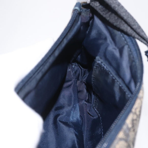 Christian Dior Trotter Canvas Accessory Pouch Navy Silver Auth mr3128A