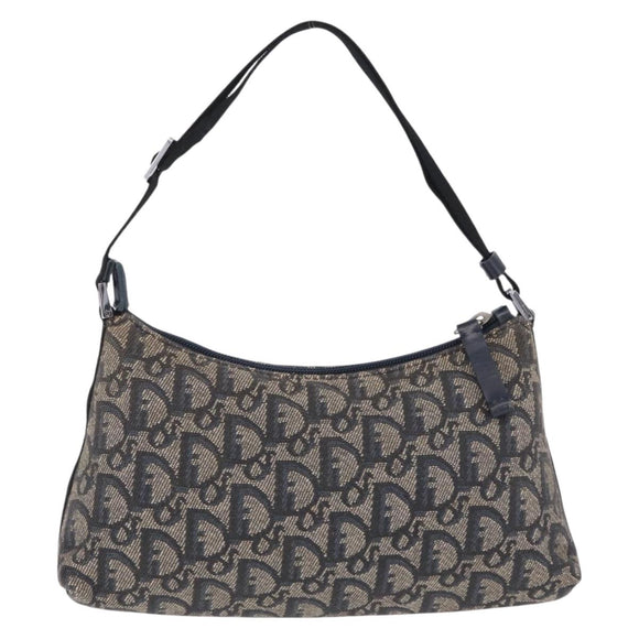 Christian Dior Trotter Canvas Accessory Pouch Navy Silver Auth mr3128A