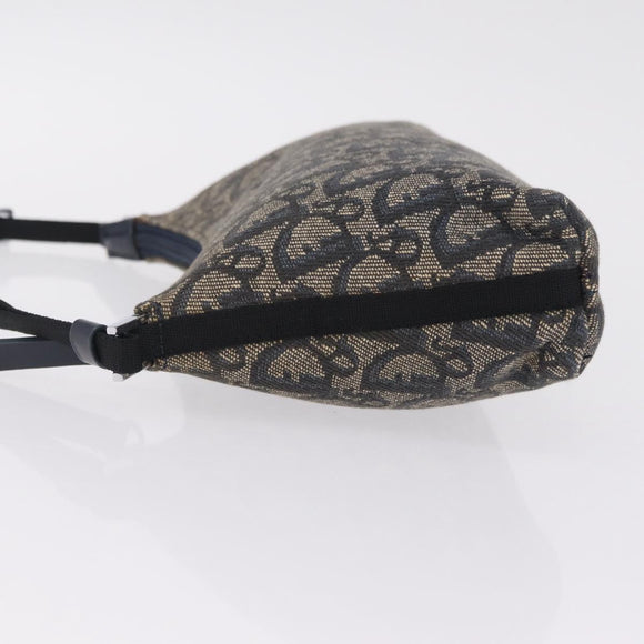 Christian Dior Trotter Canvas Accessory Pouch Navy Silver Auth mr3128A