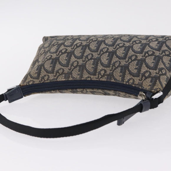 Christian Dior Trotter Canvas Accessory Pouch Navy Silver Auth mr3128A