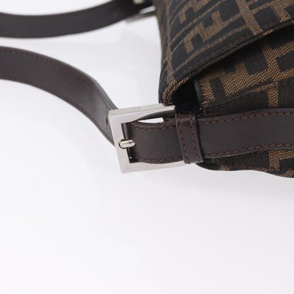 FENDI Zucca Canvas Mamma Baguette Shoulder Bag Brown Black 26424 Auth mr3129V
