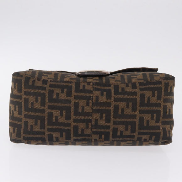 FENDI Zucca Canvas Mamma Baguette Shoulder Bag Brown Black 26424 Auth mr3129V