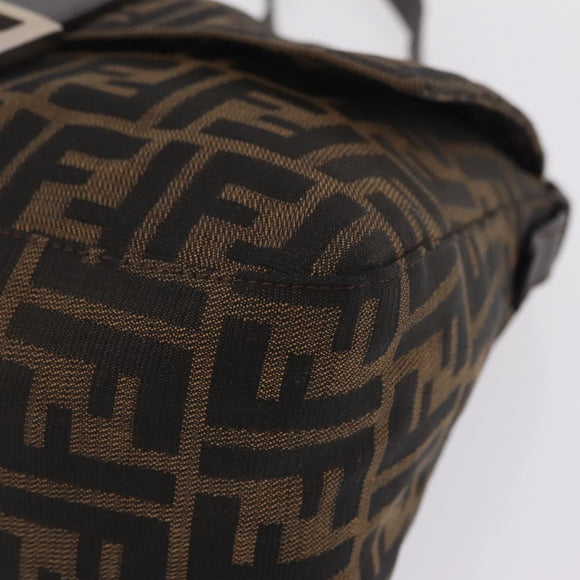 FENDI Zucca Canvas Mamma Baguette Shoulder Bag Brown Black 26424 Auth mr3129V