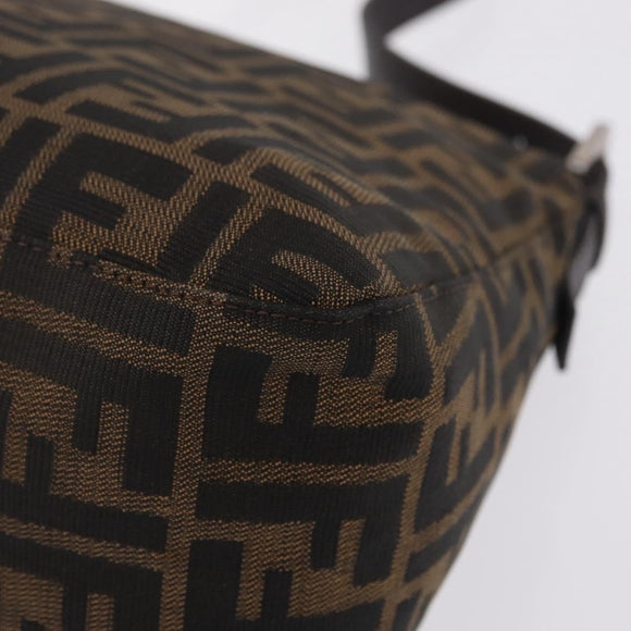 FENDI Zucca Canvas Mamma Baguette Shoulder Bag Brown Black 26424 Auth mr3129V