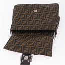 FENDI Zucca Canvas Mamma Baguette Shoulder Bag Brown Black 26424 Auth mr3129V-20