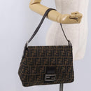 FENDI Zucca Canvas Mamma Baguette Shoulder Bag Brown Black 26424 Auth mr3129V-28