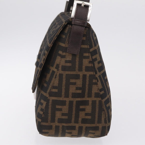 FENDI Zucca Canvas Mamma Baguette Shoulder Bag Brown Black 26424 Auth mr3129V
