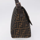 FENDI Zucca Canvas Mamma Baguette Shoulder Bag Brown Black 26424 Auth mr3129V-5