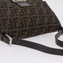 FENDI Zucca Canvas Mamma Baguette Shoulder Bag Brown Black 26424 Auth mr3129V-6