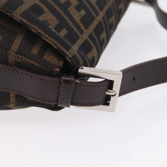 FENDI Zucca Canvas Mamma Baguette Shoulder Bag Brown Black 26424 Auth mr3129V