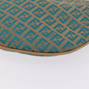 FENDI Zucchino Canvas Shoulder Bag Blue Gold Auth mr3132V-13