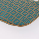 FENDI Zucchino Canvas Shoulder Bag Blue Gold Auth mr3132V-15