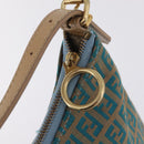 FENDI Zucchino Canvas Shoulder Bag Blue Gold Auth mr3132V-16