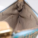 FENDI Zucchino Canvas Shoulder Bag Blue Gold Auth mr3132V-19