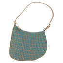 FENDI Zucchino Canvas Shoulder Bag Blue Gold Auth mr3132V-2