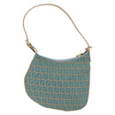 FENDI Zucchino Canvas Shoulder Bag Blue Gold Auth mr3132V-3