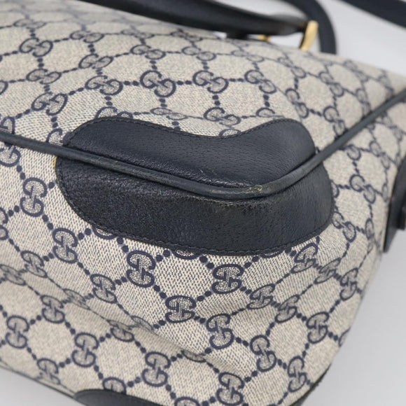 GUCCI Micro GG Supreme Hand Bag PVC 2way Navy Gold 002 122 0033 Auth mr3135